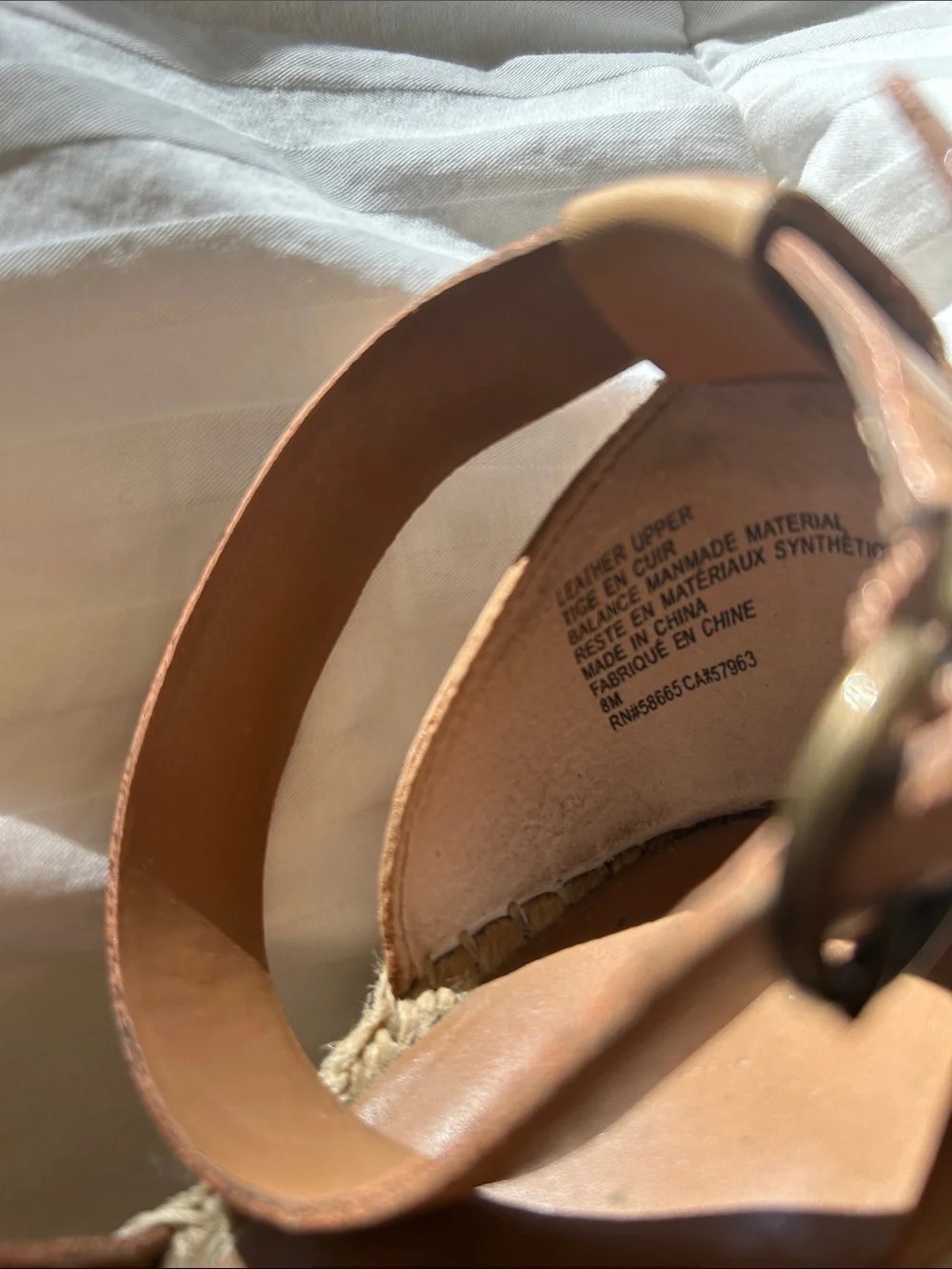 Tan Espadrille Wedge Sandals with Ankle Strap